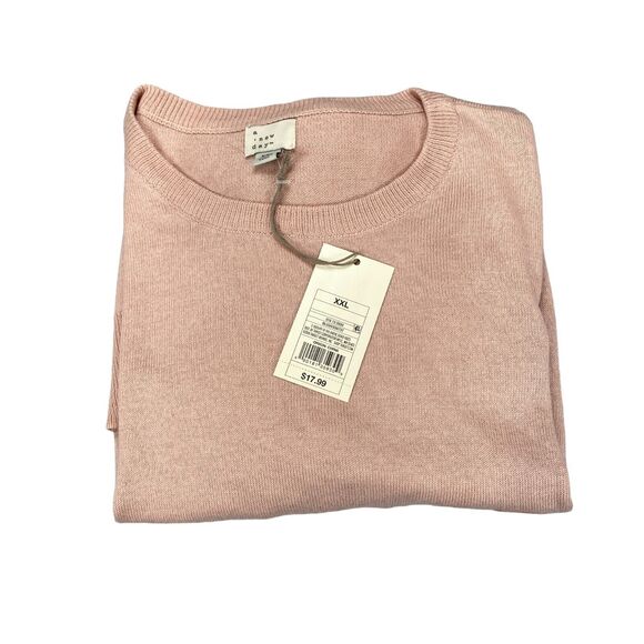 A New Day Sweater Women 2XL Pink Knitted Nylon Long Sleeve Pullover - Picture 9 of 14